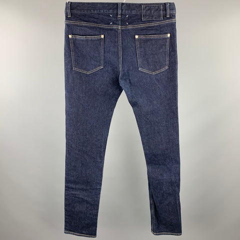 MAISON MARGIELA Size 32 Indigo Contrast Stitch Denim Button Fly Jeans