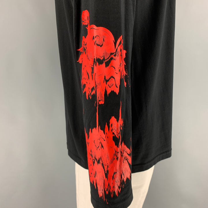 GIVENCHY Size XL Black Red Graphic Cotton Long Sleeve T-shirt