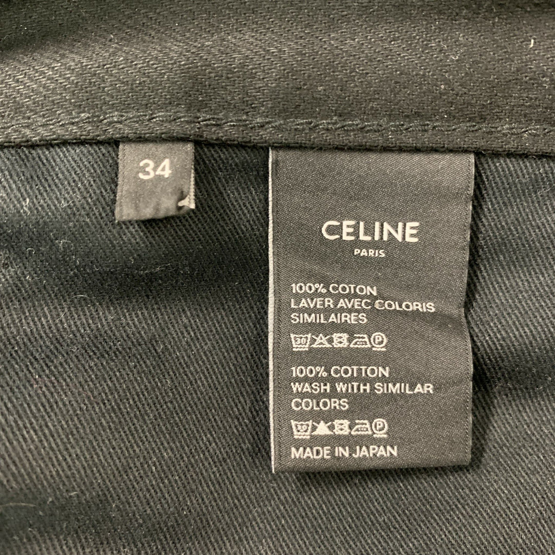 CELINE Size 34 Black Solid Cotton Zip Fly Jeans