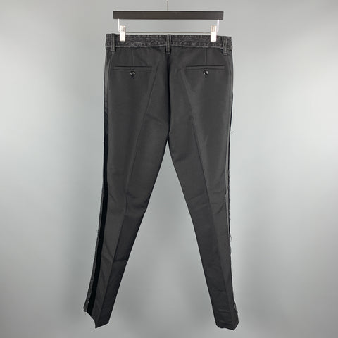 VIKTOR & ROLF Size 32 Black Mixed Fabrics Wool / Mohair 32 Tuxedo Dress Pants
