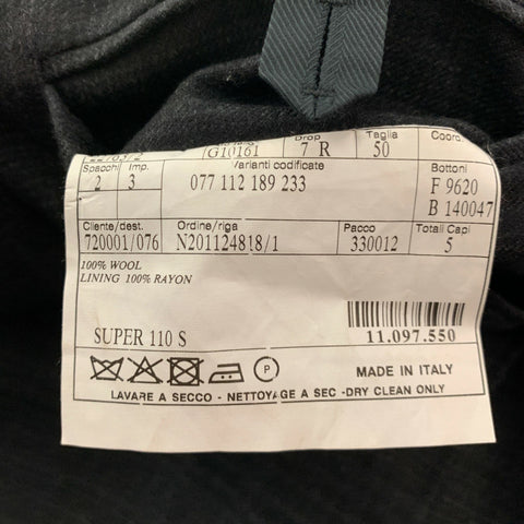 BELVEST Size 40 Black Charcoal Wool Single Breasted Sport Coat
