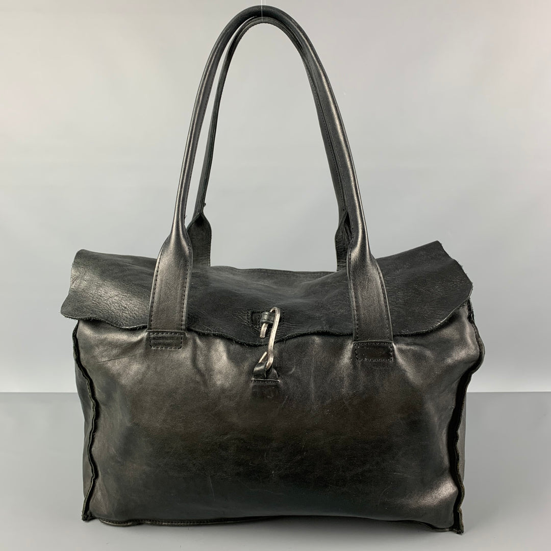 TAGLIOVIVO Black Distressed Horsehide Leather Doctor Handbag