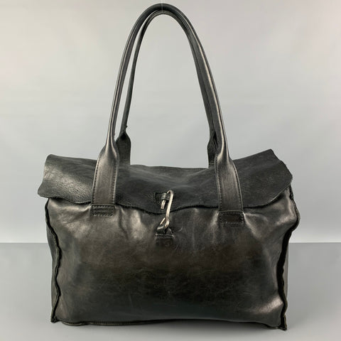 TAGLIOVIVO Black Distressed Horsehide Leather Doctor Handbag