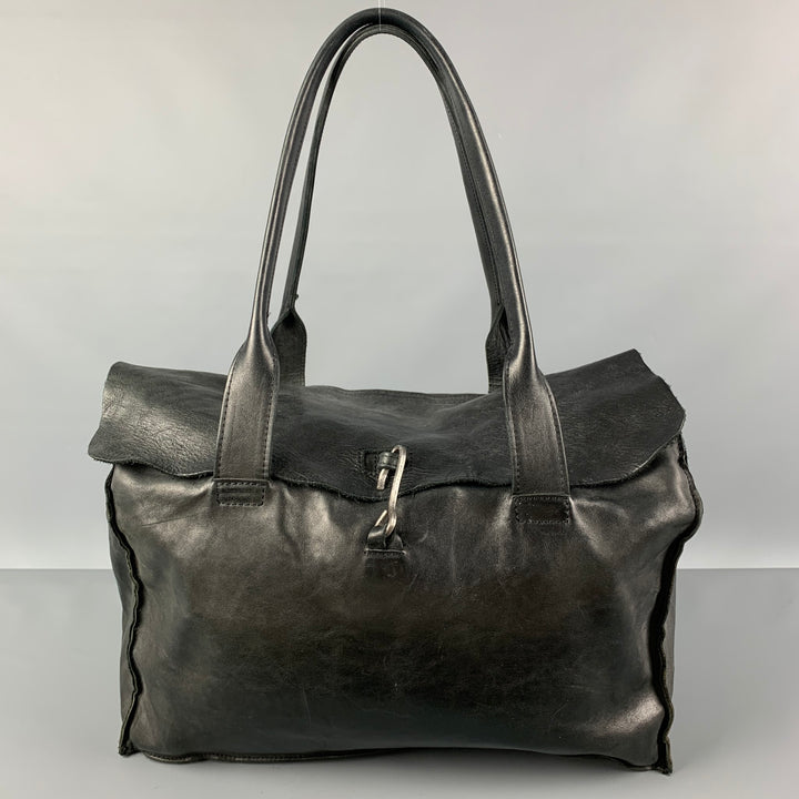 TAGLIOVIVO Black Distressed Horsehide Leather Doctor Handbag
