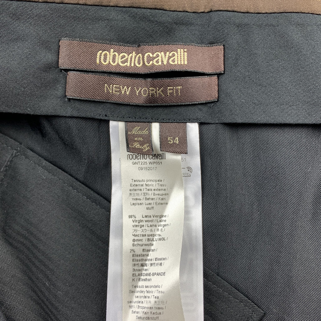 ROBERTO CAVALLI Size 38 Black Wool Tuxedo Dress Pants