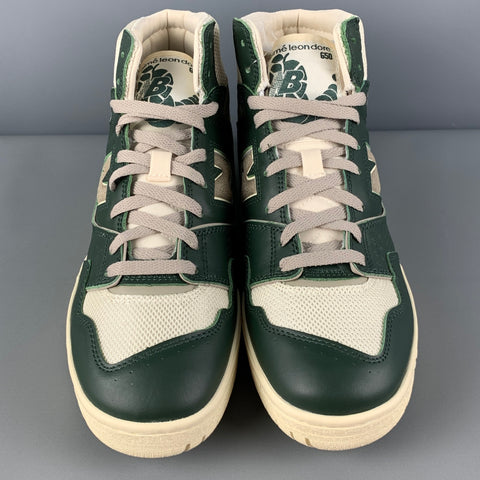 NEW BALANCE x AIME LEON DORE Size 10.5 Green Beige Color Block Leather High Top Sneakers