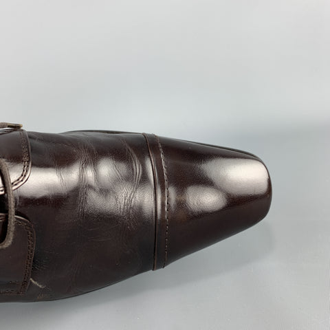 KENNETH COLE Size 8 Dark Brown Leather Squared Toe Lace Up