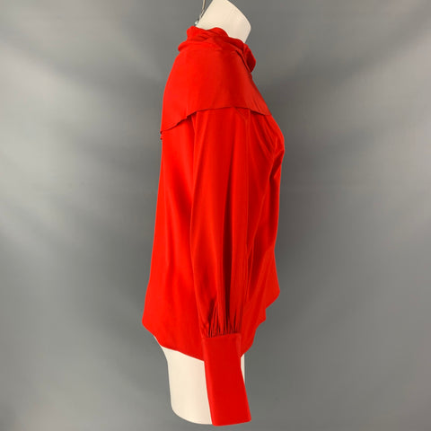 Vintage CHLOE Size M Red Solid Silk Dolman Sleeve Blouse