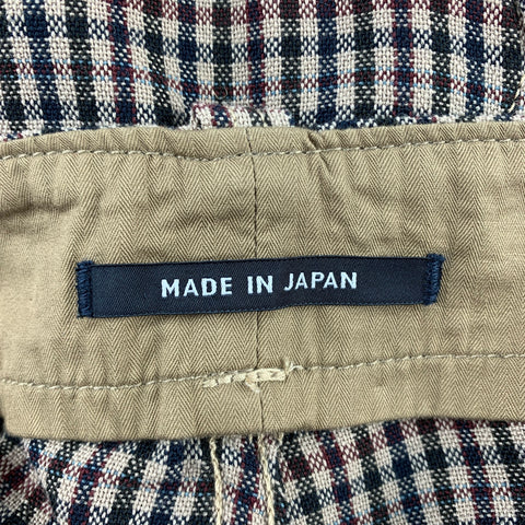 NANAMICA Size 32 Tan & Navy Plaid Wool / Polyester Zip Fly Dress Pants