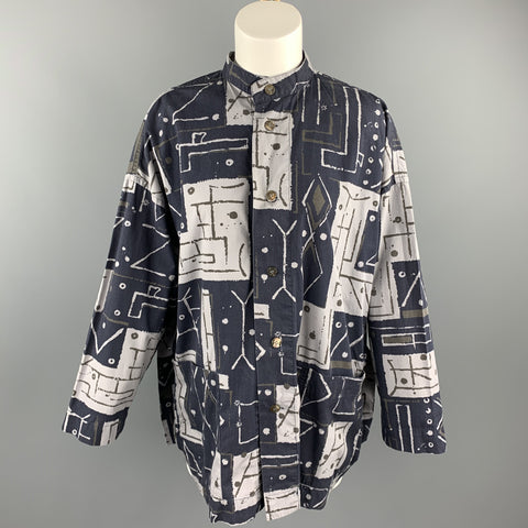 PLANTATION by ISSEY MIYAKE Size S Grey Cotton / Linen Shirt Jacket