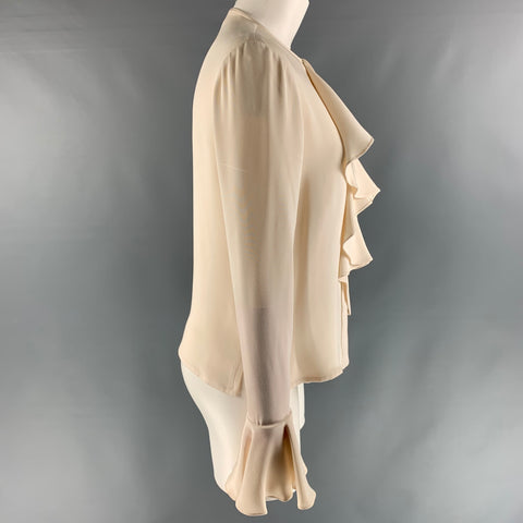 BILL BLASS Blusa de manga larga con volantes color crema talla 6