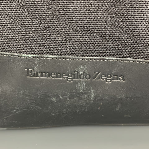 ERMENEGILDO ZEGNA Solid Black Canvas Weekender Bag