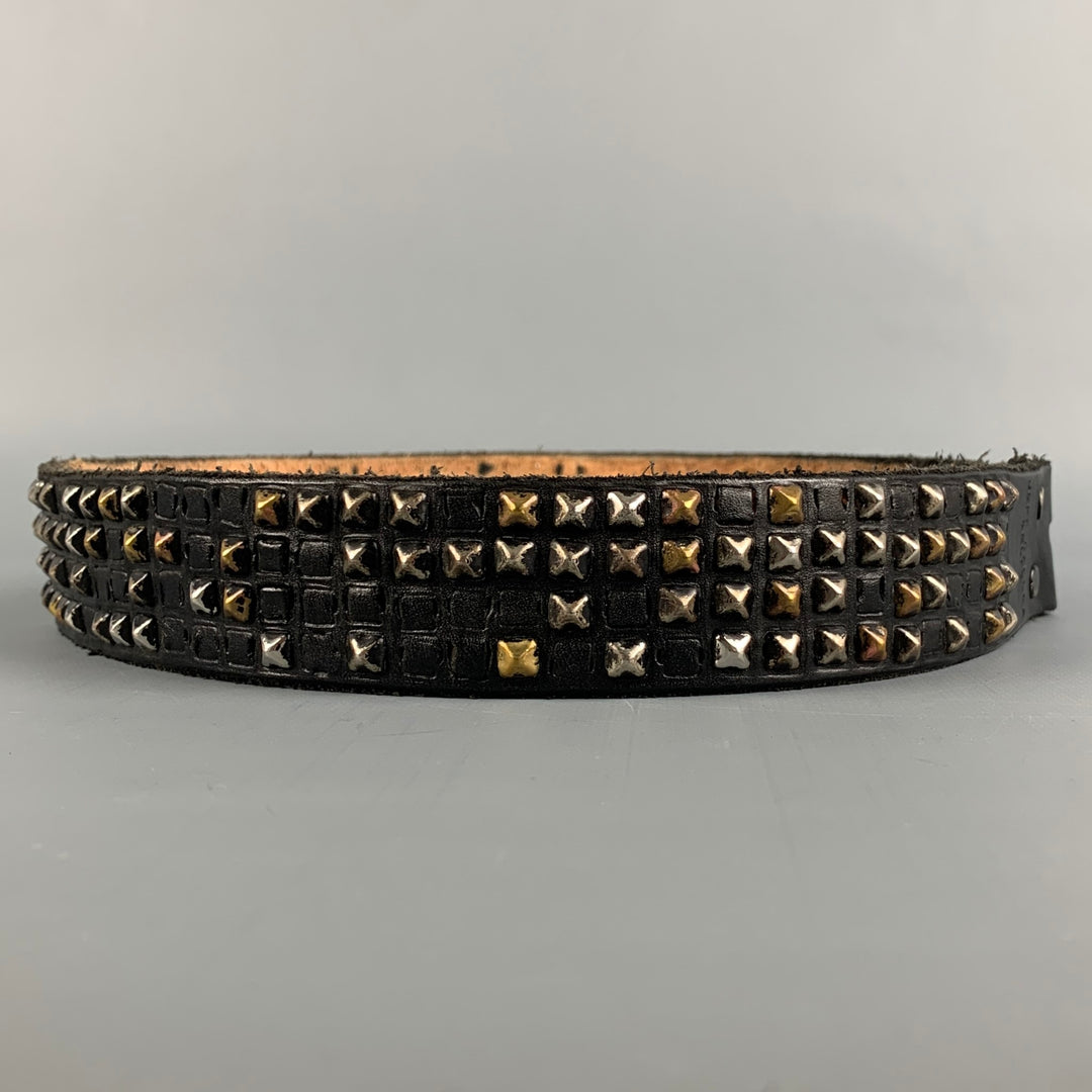 JEFF GALLEA Waist Size S Black & Silver Studded Belt Strap