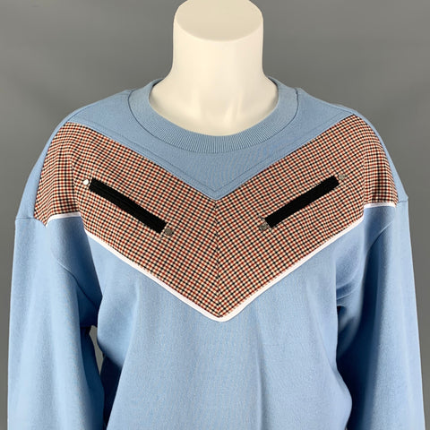 DEREK LAM Size M Blue Brown Cotton Sweatshirt