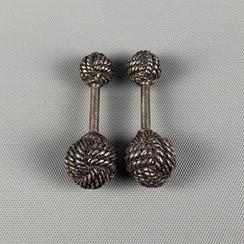 NO BRAND Boutons de manchette boule tissés en argent sterling anthracite