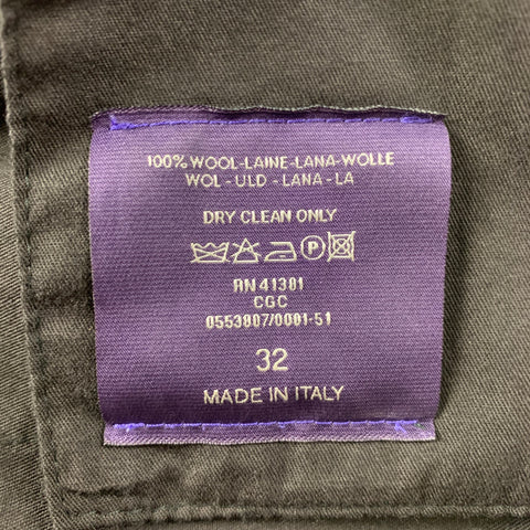 RALPH LAUREN Purple Label Size 32 Black Wool Cuffed Dress Pants