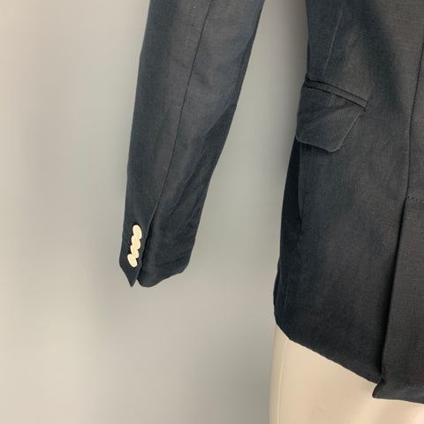 THE KOOPLES Size 38 Navy Cotton Linen Peak Lapel Sport Coat