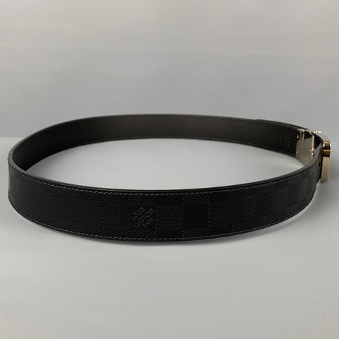 LOUIS VUITTON Size 40 Black Damier Leather Belt