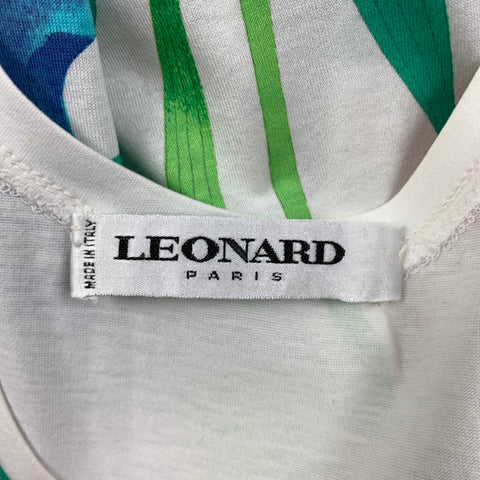 LEONARD Size M White Multi-Color Floral Tank Casual Top