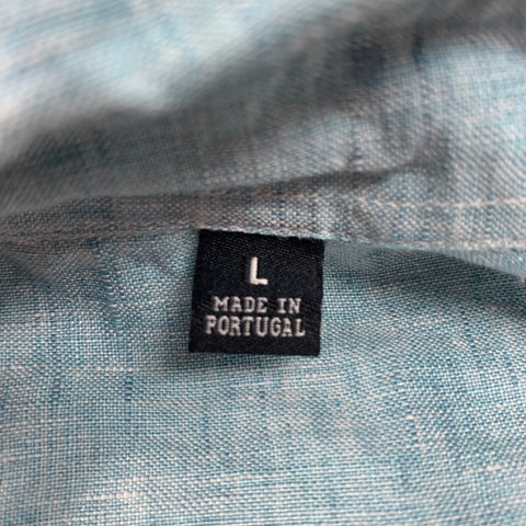 TODD SNYDER Size L Blue Linen Long Sleeve Shirt