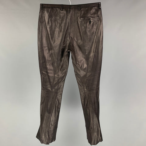 PRADA Size 30 Black Leather Narrow Leg Casual Pants