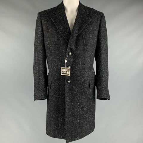 VERSACE CLASSIC Taille 44 Manteau à revers cranté gris noir chiné