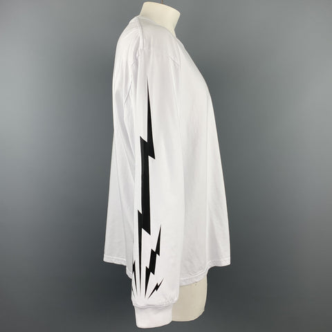 R13 Size L White Graphic Cotton Crew-Neck Long sleeve t-shirt