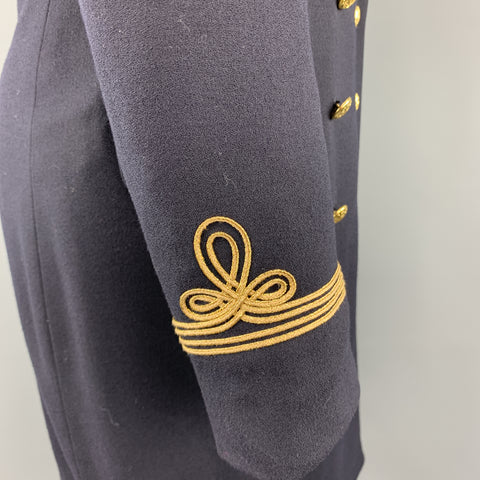 RALPH LAUREN Size 6 Navy Wool Double Breasted Gold Button Nautical Coat