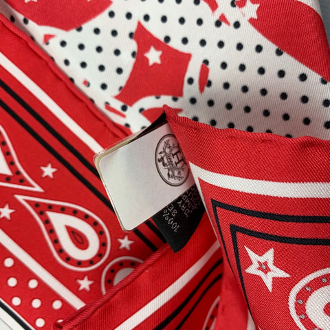 HERMES Brides de Gala Red Black White Silk Bandana Scarf