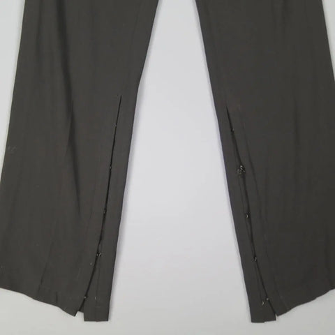 ANN DEMEULEMEESTER Size 8 Black Viscose/Wool Hook Eye Slit Dress Pants ANN DEMEULEMEESTER