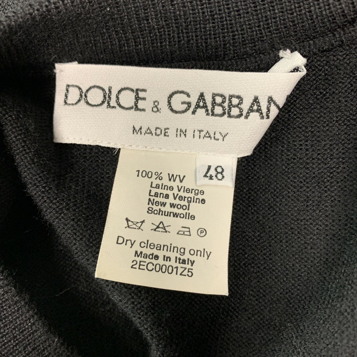 DOLCE & GABBANA Size S Black Knitted Wool V-Neck Pullover