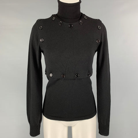 DOLCE &amp; GABBANA Talla 4 Jersey liso de poliéster y lana virgen negro