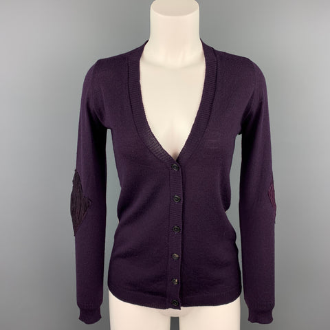 PERESTESO Cárdigan de mezcla de lana virgen Argyle de punto morado talla 6