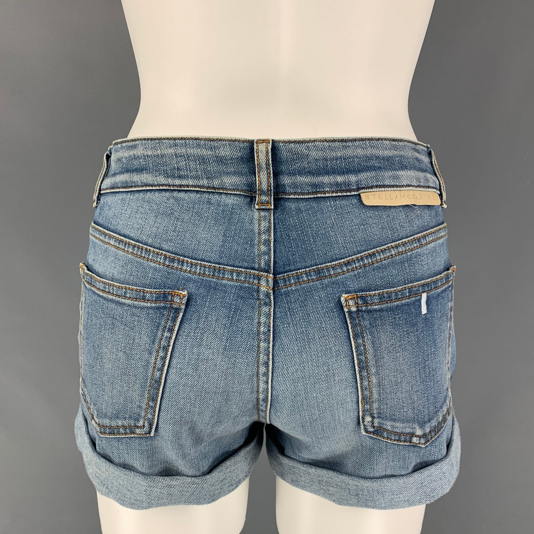 STELLA McCARTNEY Size 27 Light Blue Cotton Washed Shorts