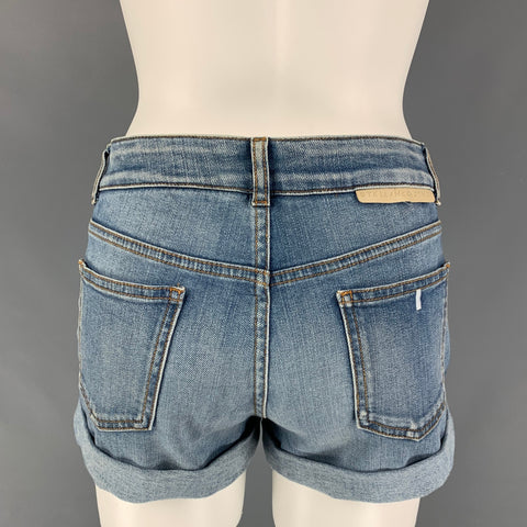 STELLA McCARTNEY Talla 27 Pantalones cortos lavados de algodón azul claro