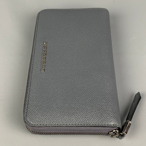 BURBERRY Grey Pebble Grain Leather Wallet