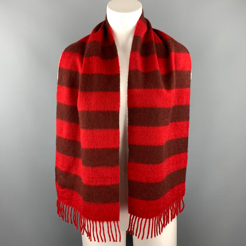 MEG COHEN Châle à franges en cachemire à rayures rouges