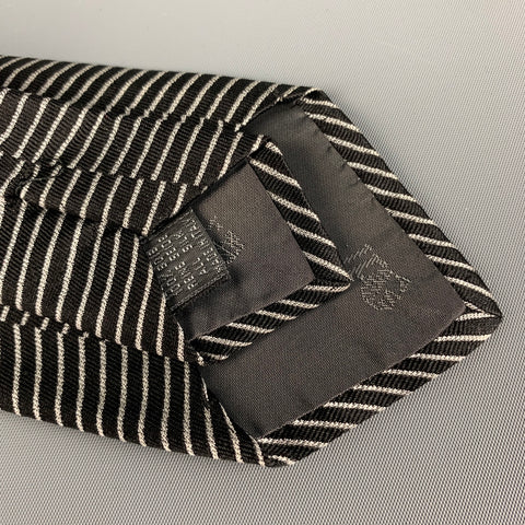 JEAN PAUL GAULTIER Black White Tapestry Silk Les Grandes Aventures Tie