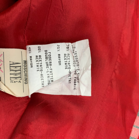 MOSCHINO Cheap & Chic Size 6 Red & Cream Plaid Acetate Blend Vest