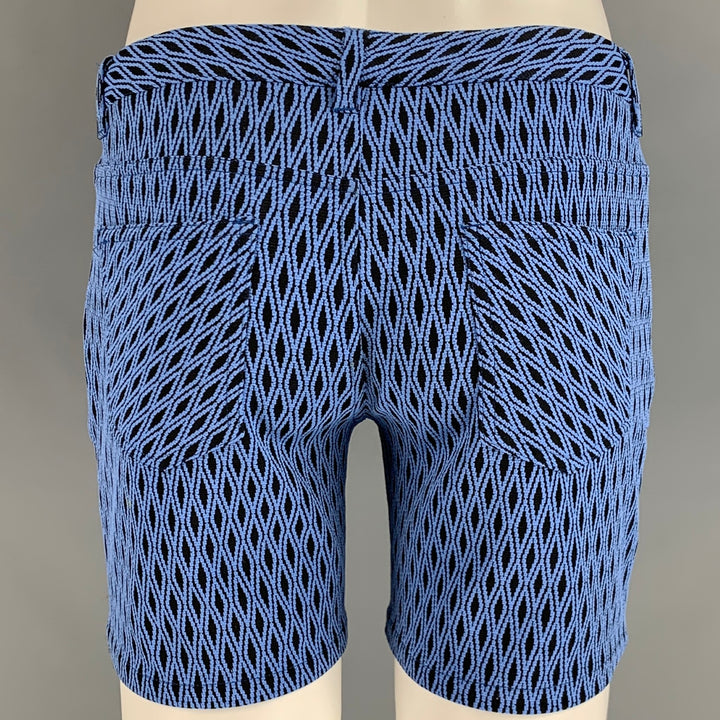 STEELE Size 30 Blue Black Rhombus Polyester Elastane 70's Shorts