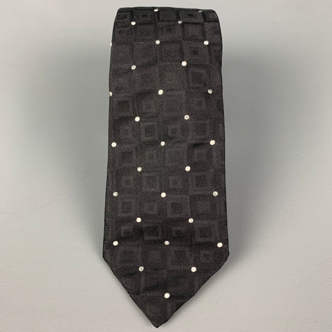SIXTY Black White Dots Silk Skinny Tie