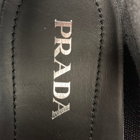 PRADA Size 8 Black Mixed Materials Mesh Low Top Sneakers