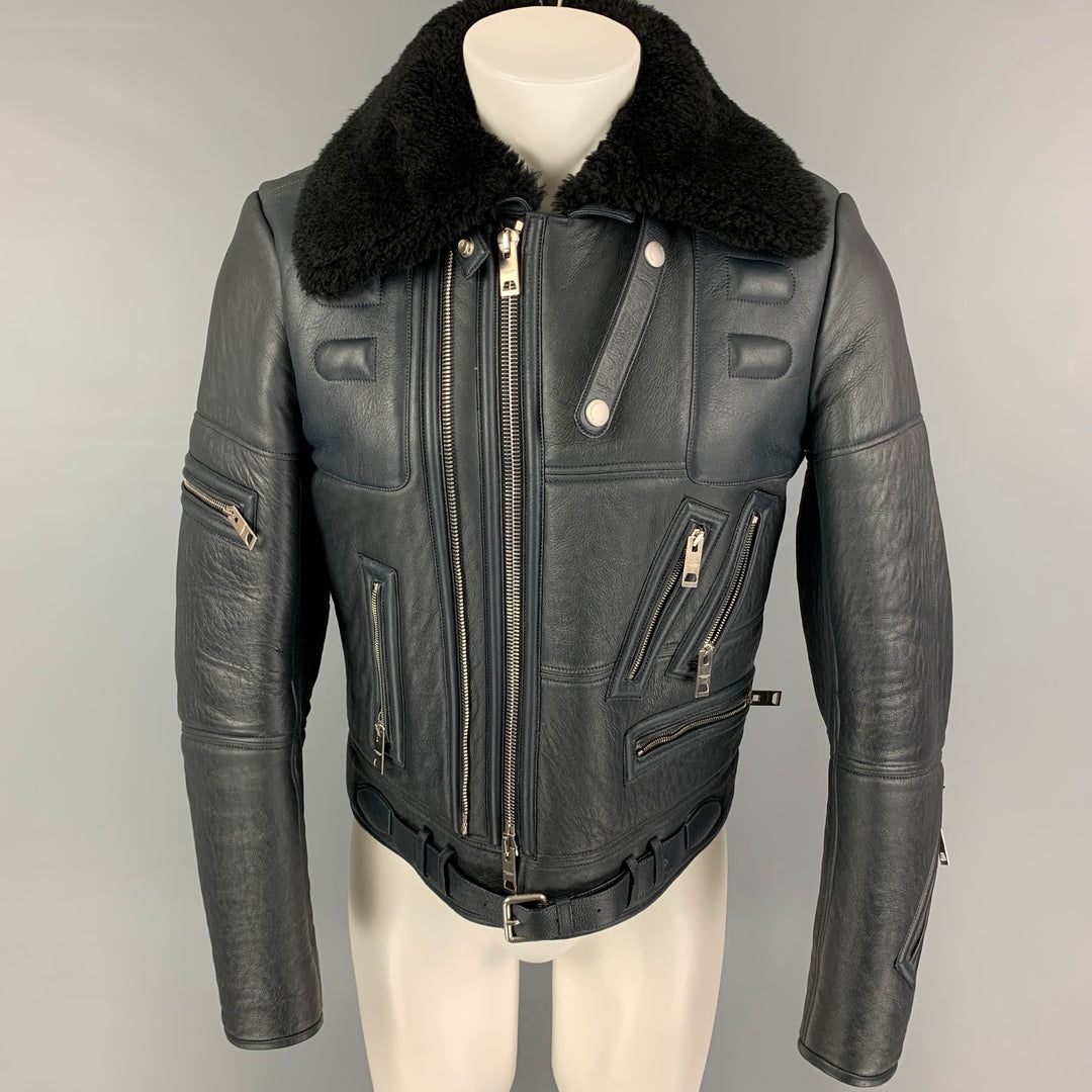 Louis Vuitton Black Lambskin Leather Biker Jacket - Size 36