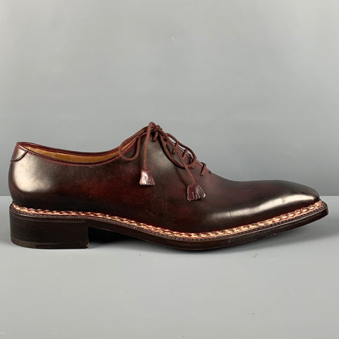 CAPORICCI Size 13 Burgundy Antique Leather Lace Up Lace Up Shoes