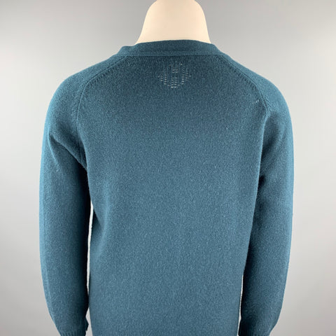 HERMES Talla 10 Cárdigan con botones de cachemira de punto verde oscuro