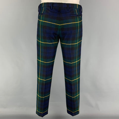 PAUL SMITH Size 42 Regular Navy Green Plaid Wool Notch Lapel Suit