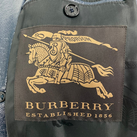 BURBERRY PRORSUM Size 42 Navy Blue Leather Belted Trenchcoat