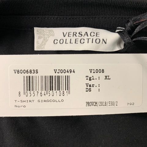 VERSACE COLLECTION Size XL Black , Grey & Orange Graphic Cotton Short Sleeve Shirt