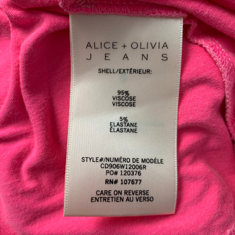 ALICE + OLIVIA Size M Pink Distressed Viscose Crew-Neck T-shirt
