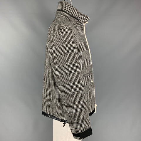 MONCLER  Size 44 Black & White Plaid Wool Down Filled Jacket